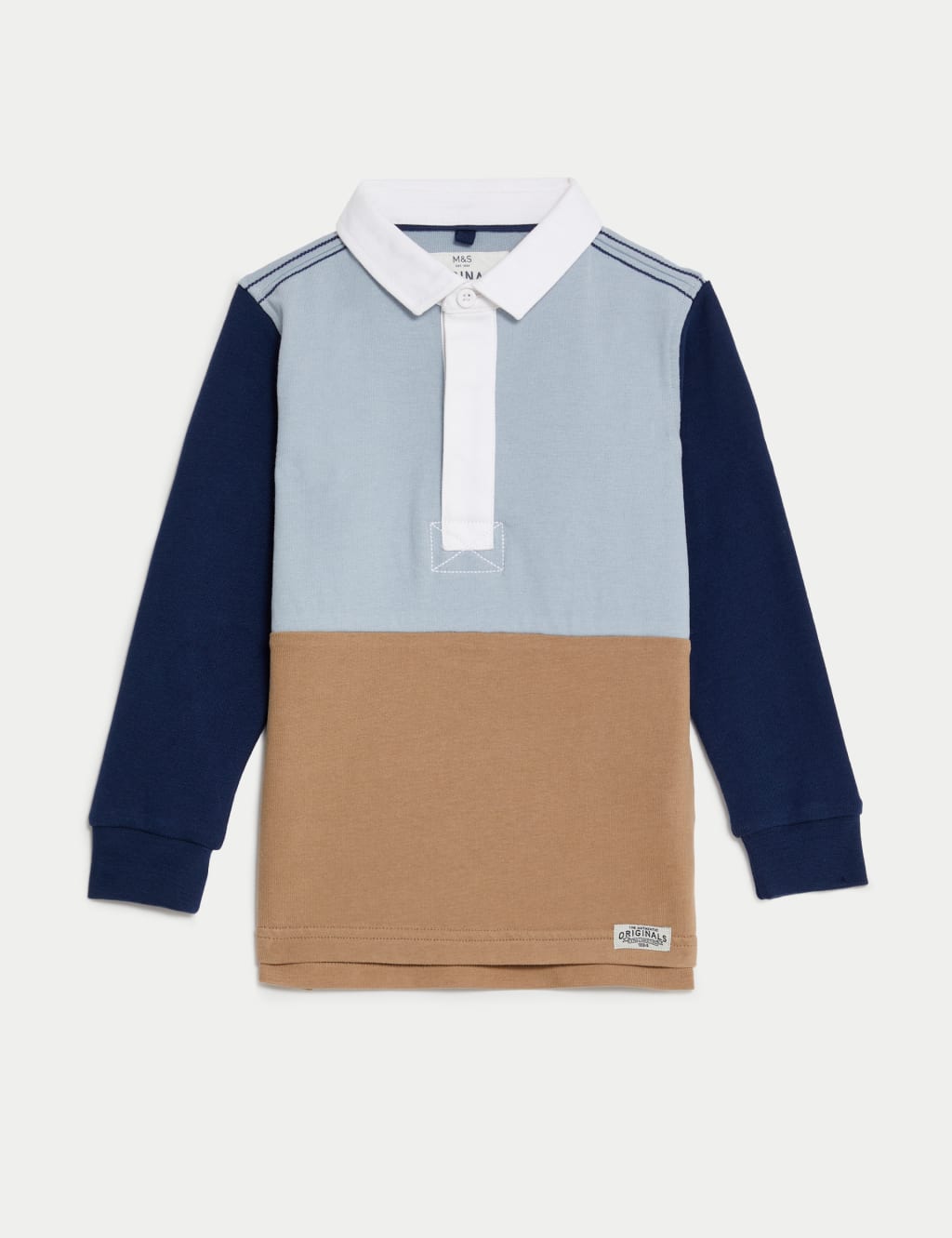 Pure Cotton Colour Block Rugby Shirt (2-8 Yrs) image 2