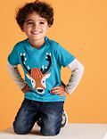 Pure Cotton Embroidered Deer Top (2-7 Yrs)