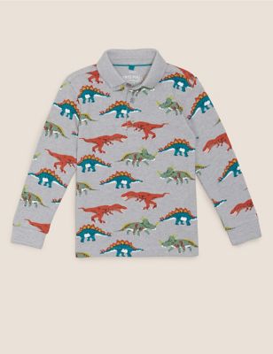 Pure Cotton Dinosaur Print Polo Shirt (2-7 Yrs) | M&S