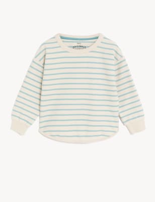 

M&S Collection Sudadera de rayas de algodón (2-8 años) - Aqua Mix, Aqua Mix