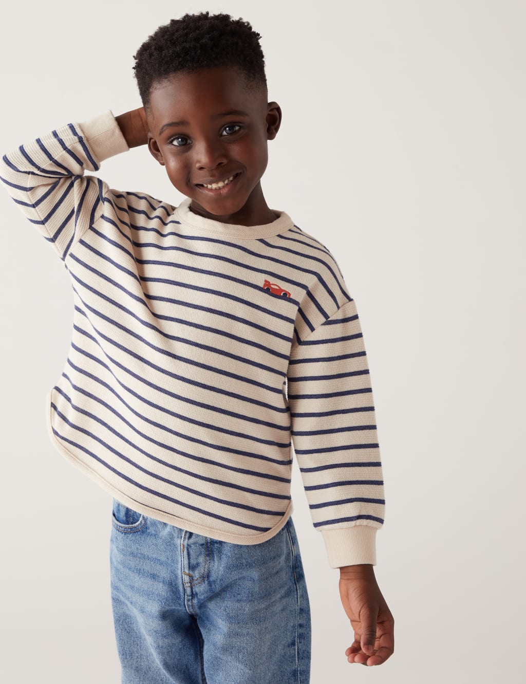 Cotton Rich Striped Sweatshirt (2-8 Yrs) image 1