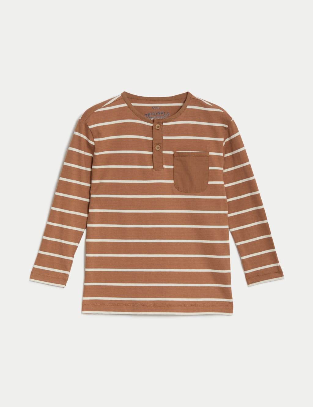 Pure Cotton Breton Striped Henley Top (2-8 Yrs) image 2