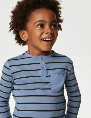 

Boys M&S Collection Pure Cotton Breton Striped Henley Top (2-8 Yrs) - Grey Mix, Grey Mix