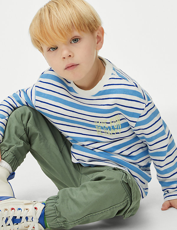 Pure Cotton Striped Have Fun Be Happy Top (2-8 Yrs) - FR