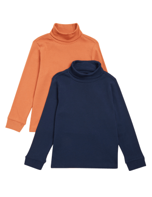 

Boys M&S Collection 2pk Cotton Rich Roll Neck Tops (2-7 Yrs) - Navy Mix, Navy Mix