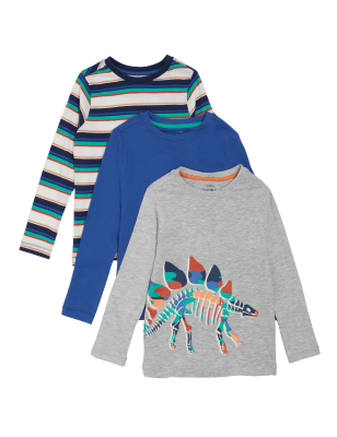 

Boys M&S Collection 3pk Cotton Rich Dinosaur Tops (2-7 Yrs) - Multi, Multi