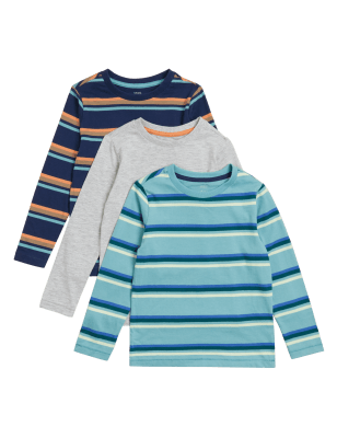 

Boys M&S Collection 3pk Cotton Rich Striped & Plain Tops (2-7 Yrs) - Multi, Multi