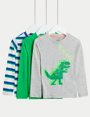 

Boys M&S Collection 3pk Cotton Rich Dinosaur & Striped Tops (2-8 Yrs) - Multi, Multi