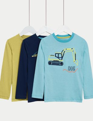 3pk Pure Cotton Truck Tops (2-8 Yrs)