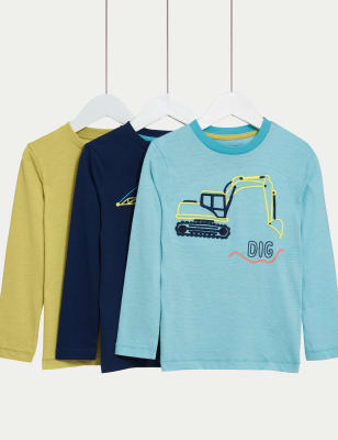 3pk Pure Cotton Truck Tops (2-8 Yrs) - CA