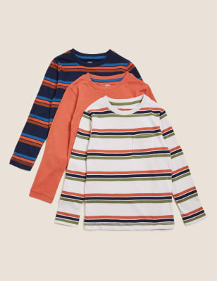 

M&S Collection 3er-pack gestreifte Oberteile aus reiner Baumwolle (2-7 Jahre) - Multi, Multi