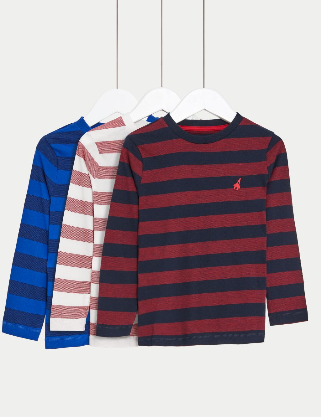 3pk Pure Cotton Striped Tops (2-8 Yrs) image 1