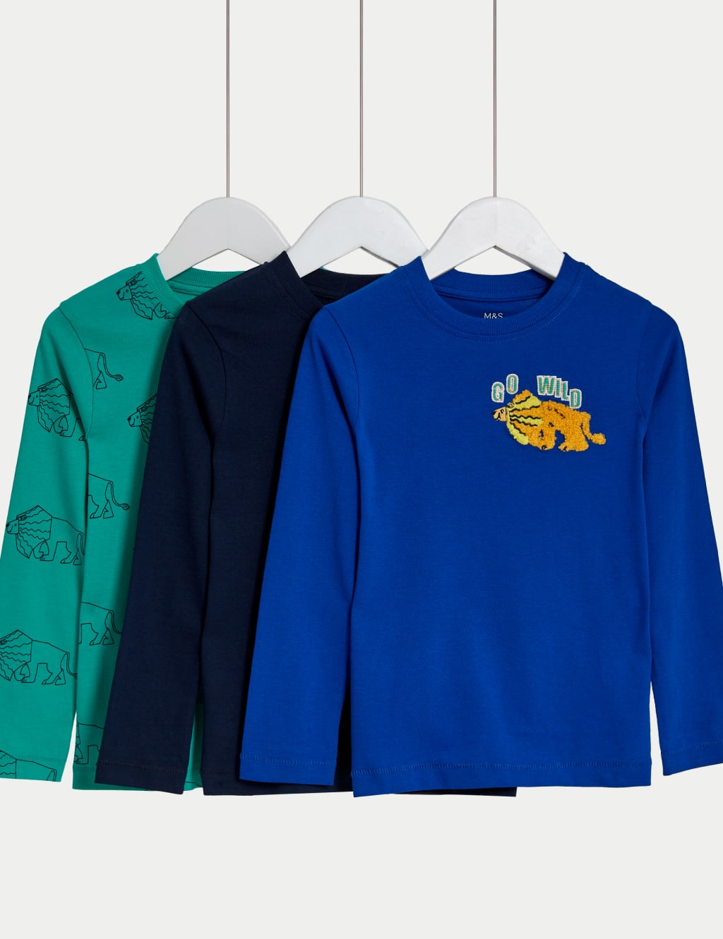 3pk Pure Cotton Animal Tops (2-8 Yrs) image 1