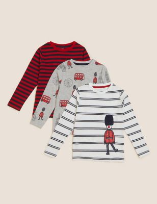 

Boys M&S Collection 3pk Pure Cotton London Tops (2-7 Yrs) - Red Mix, Red Mix
