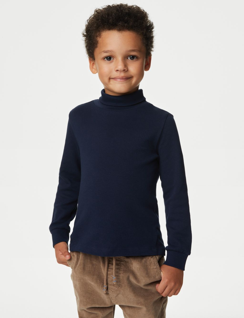 Pure Cotton Roll Neck Top (2-8 Yrs) image 1