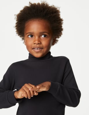 

M&S Collection Oberteil aus reiner Baumwolle mit Rollkragen (2-8 J.) - Carbon, Carbon