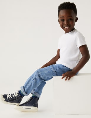 

Boys M&S Collection Pure Cotton Pull-On Cargo Jeans (2-8 Yrs) - Light Denim, Light Denim