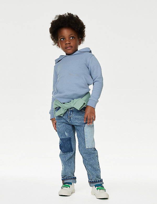 Denim jeans met patchwork (2-8 jaar) - NL