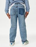 Denim jeans met patchwork (2-8 jaar)