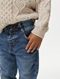ג'ינס מבד עשיר בכותנה בגזרה רגילה עם מותני סטרץ' (8-2 שנים)