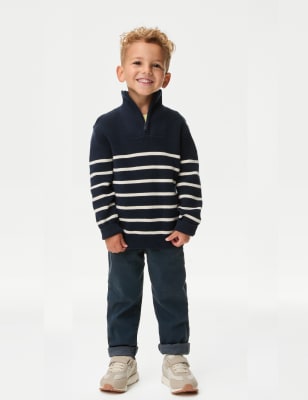 M&S Boy's Skinny Cotton Rich Elasticated Waist Jeans (2-8 Yrs) - 3-4 Y - Navy, Navy