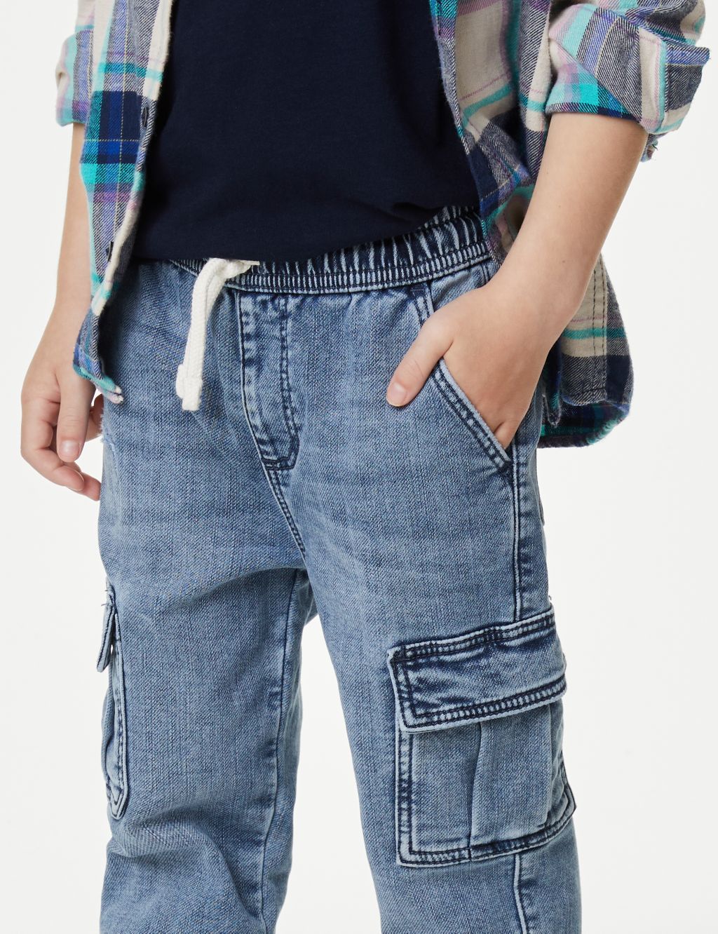Regular Denim Cargo Jeans (2-8 Yrs) image 3