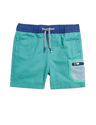 

M&S Collection Gewebte Shorts aus reiner Baumwolle (2-7 J.) - Green, Green