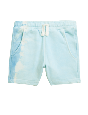 

M&S Collection Shorts mit hohem Baumwollanteil und Batikmuster (2-7 J.) - Blue Mix, Blue Mix