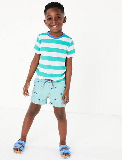 Pure Cotton Printed Rugby Shorts (2-7 Yrs)