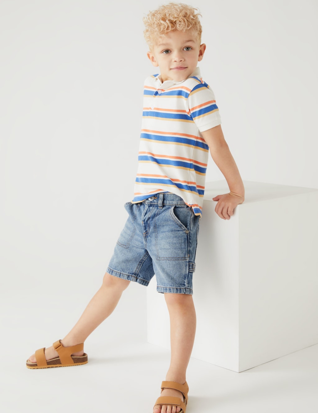 Pure Cotton Denim Shorts (2 - 8 Yrs) image 1