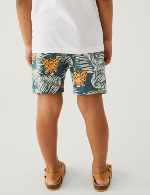 Safari Anga Wide Shorts - Green / Orange Print main image 1