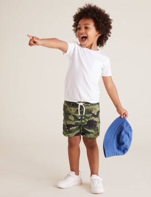 Short 100 % coton à motif dinosaure façon camouflage (du 2 au 7 ans) - Green Mix