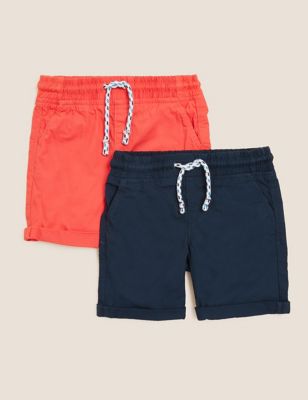 2pk Pure Cotton Ripstop Shorts (2-7 Yrs) - CN