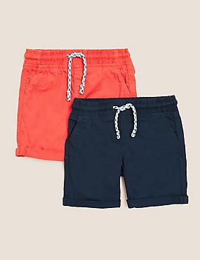 Pack de 2 pantalones cortos antidesgarro 100% algodón (2-7&nbsp;años)