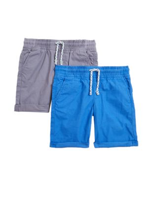 

Boys M&S Collection 2pk Pure Cotton Ripstop Shorts (2-7 Yrs) - Blue Mix, Blue Mix