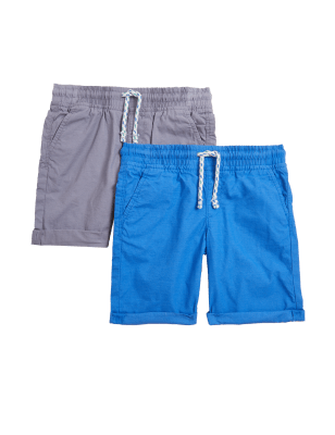 

Boys M&S Collection 2pk Pure Cotton Ripstop Shorts (2-7 Yrs) - Blue Mix, Blue Mix