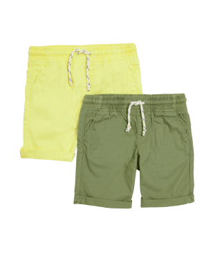 

Boys M&S Collection 2pk Pure Cotton Ripstop Shorts (2-7 Yrs) - Grey Mix, Grey Mix