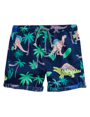 

M&S Collection Pantalón corto 100% algodón de dinosaurios (2-7 años) - Navy Mix, Navy Mix