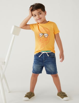 

M&S Collection Denim-Shorts mit hohem Baumwollanteil (2-8 J.) - Dark Blue Denim, Dark Blue Denim