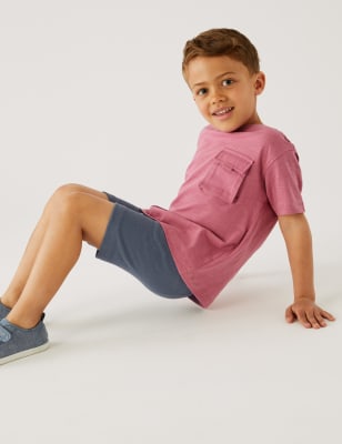 

M&S Collection Radlerhose mit hohem Baumwollanteil und Rippenmuster (2-8 J.) - Blue, Blue