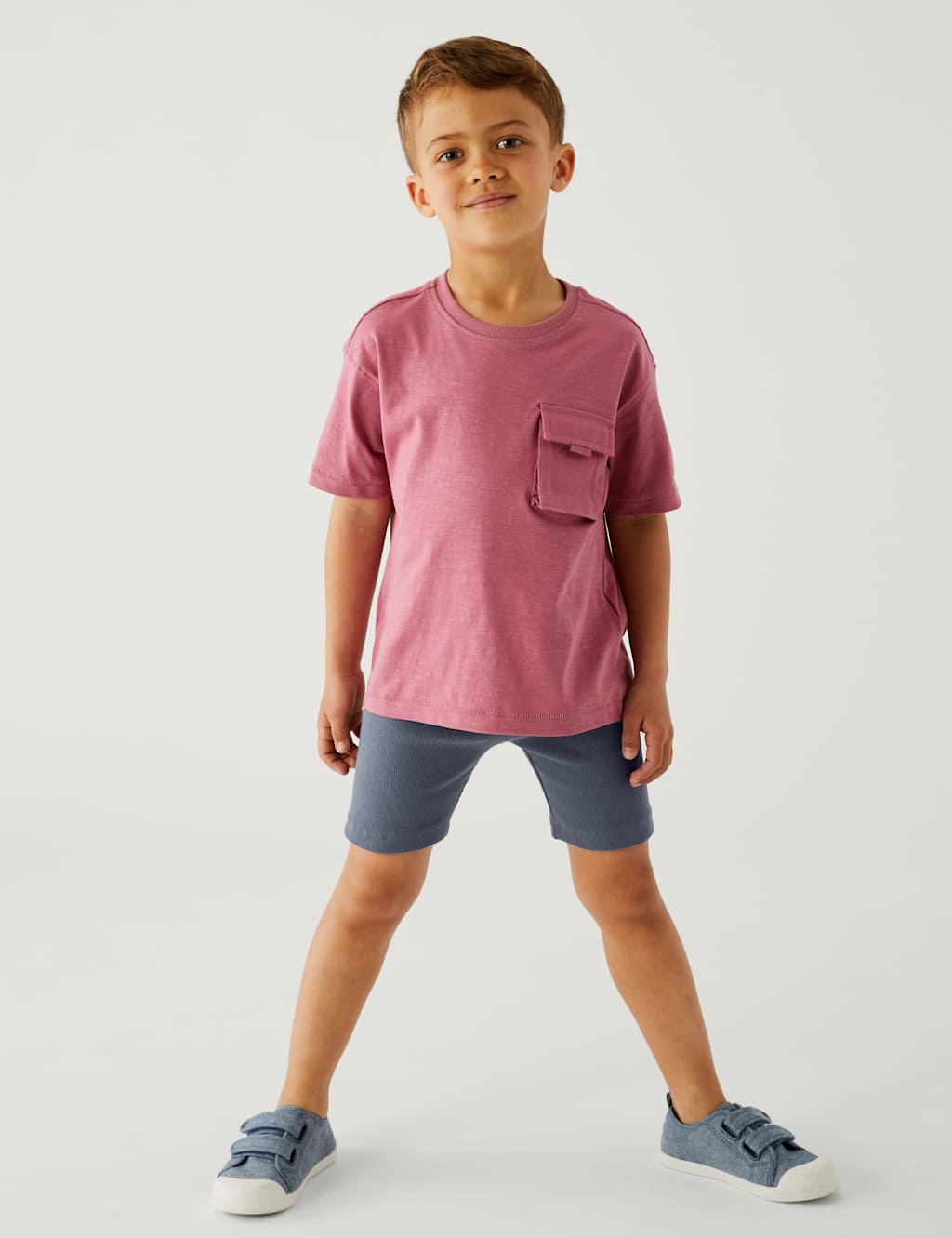 Cotton Rich Ribbed Cycling Shorts (2-8 Yrs) image 2