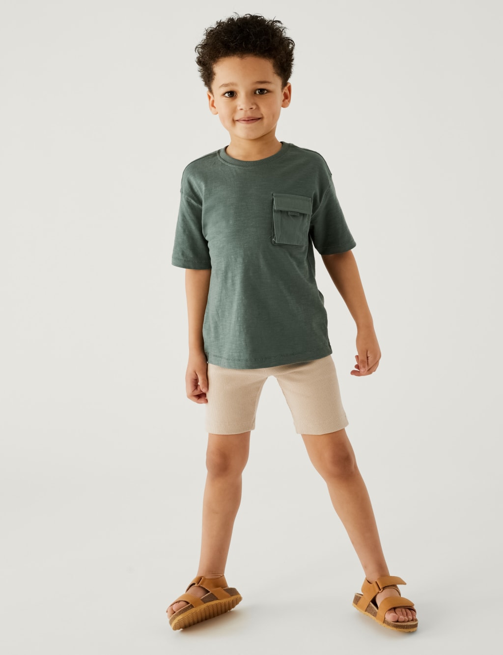 Cotton Rich Ribbed Cycling Shorts (2-8 Yrs) image 1
