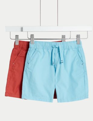 2pk Pure Cotton Ripstop Shorts (2-8 Yrs)