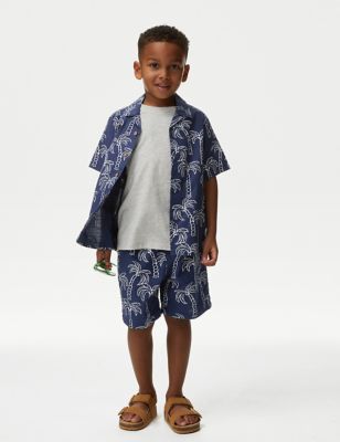 

Boys M&S Collection Pure Cotton Palm Tree Shorts (2-8 Yrs) - Navy Mix, Navy Mix