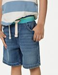 Denim korte broek met elastische tailleband (2-8 jaar)