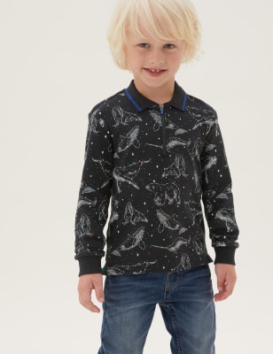 

M&S Collection Poloshirt mit hohem Baumwollanteil und Tieren der Arktis (2-7 J.) - Carbon, Carbon
