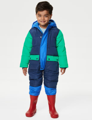 

Boys,Unisex,Girls M&S Collection Stormwear™ Padded Colour Block Snowsuit (2-8 Yrs) - Blue Mix, Blue Mix