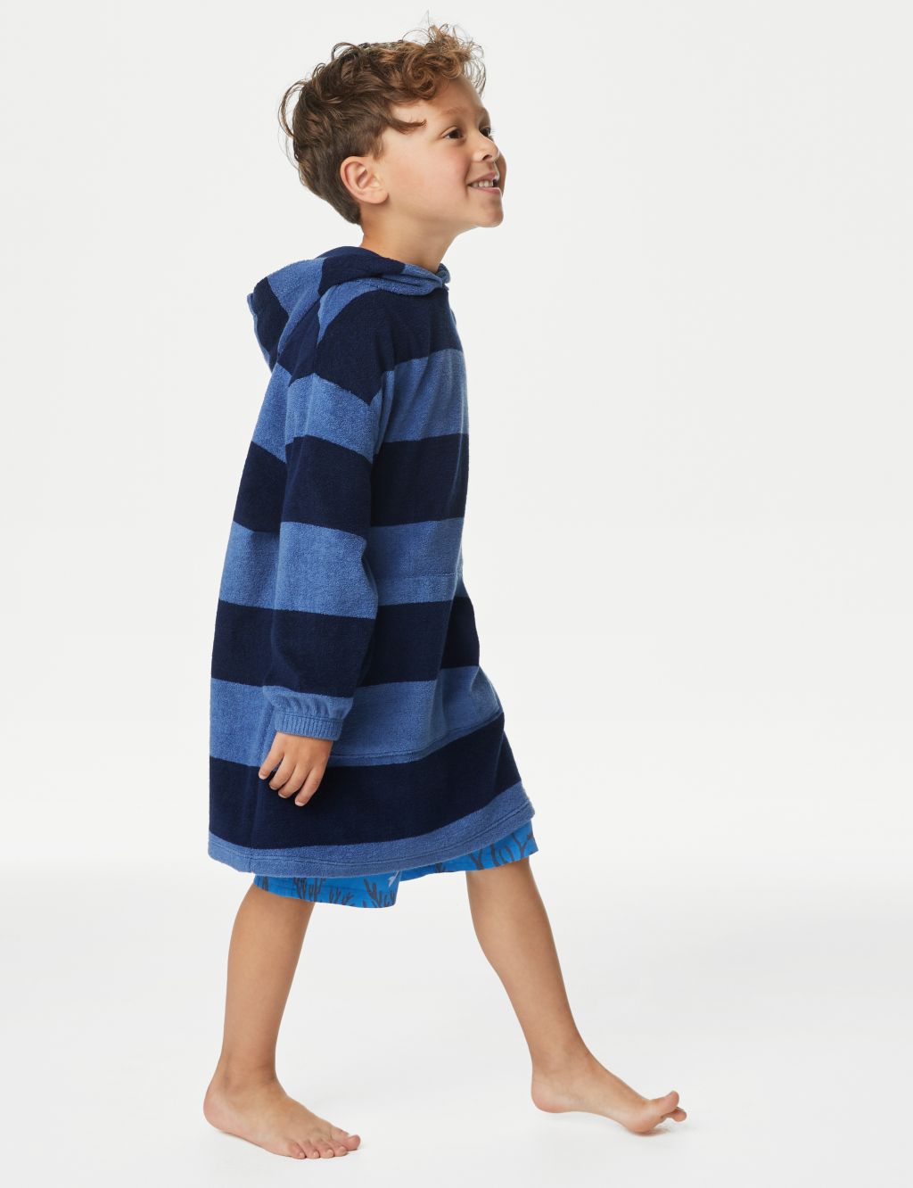 Cotton Rich Towelling Striped Poncho (1-7 Yrs) image 1