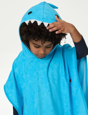 Cotton Rich Shark Towelling Poncho (2-8 Yrs) - CA