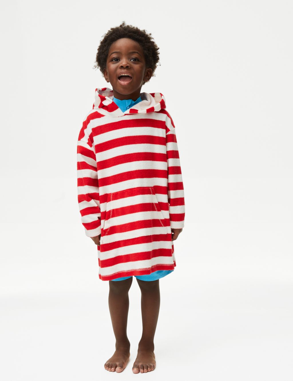 Cotton Rich Striped Towelling Poncho (2-8 Yrs) image 1